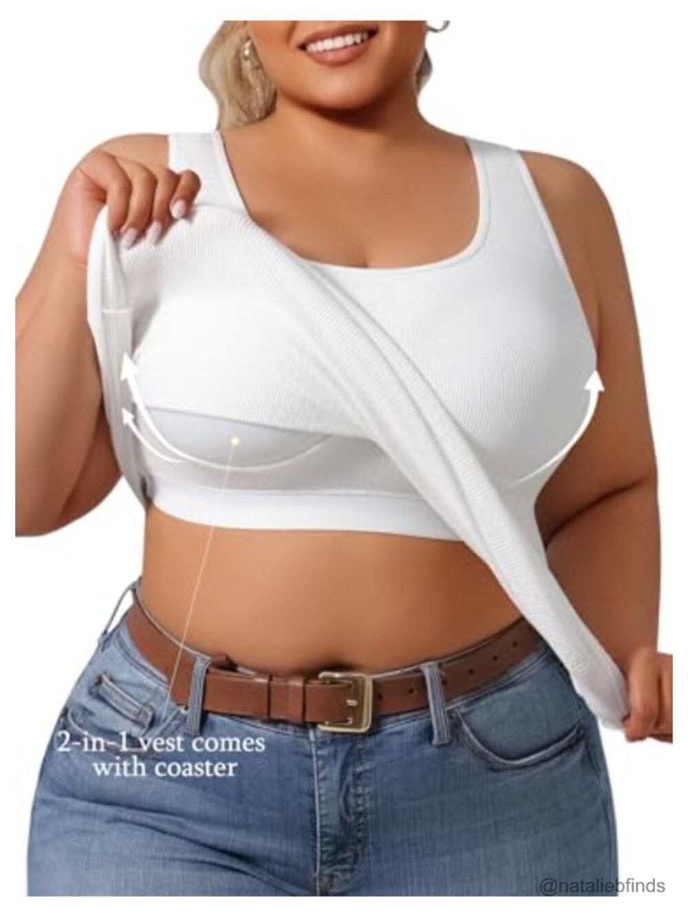 Plus Size Tummy Control Tank Top Built-In Bra Shapewear Vest